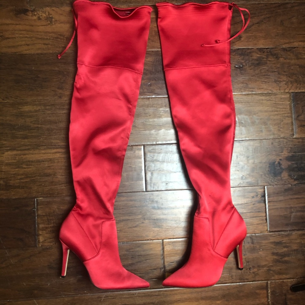 ALDO Over The Knee Thigh Hight Boots 8.5 Red satin